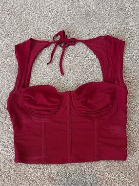 SHEIN Wine Red Halter Bustier Crop Top